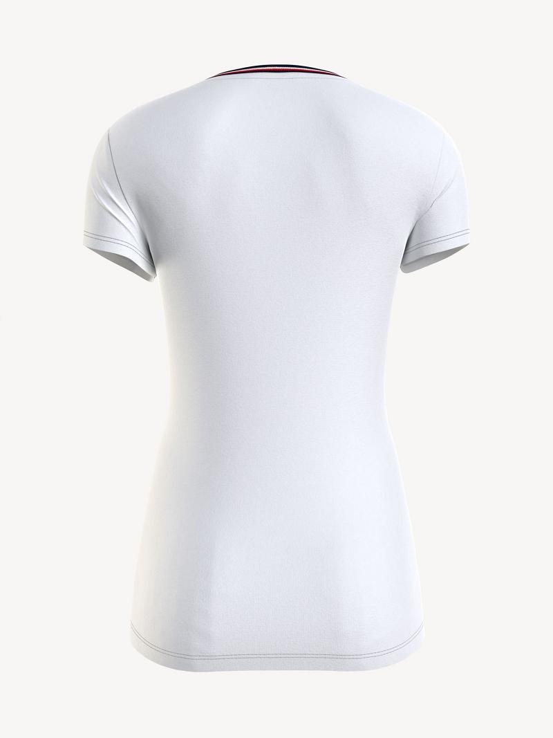 Női Tommy Hilfiger V-Neck Póló Fehér | HU 486XYU